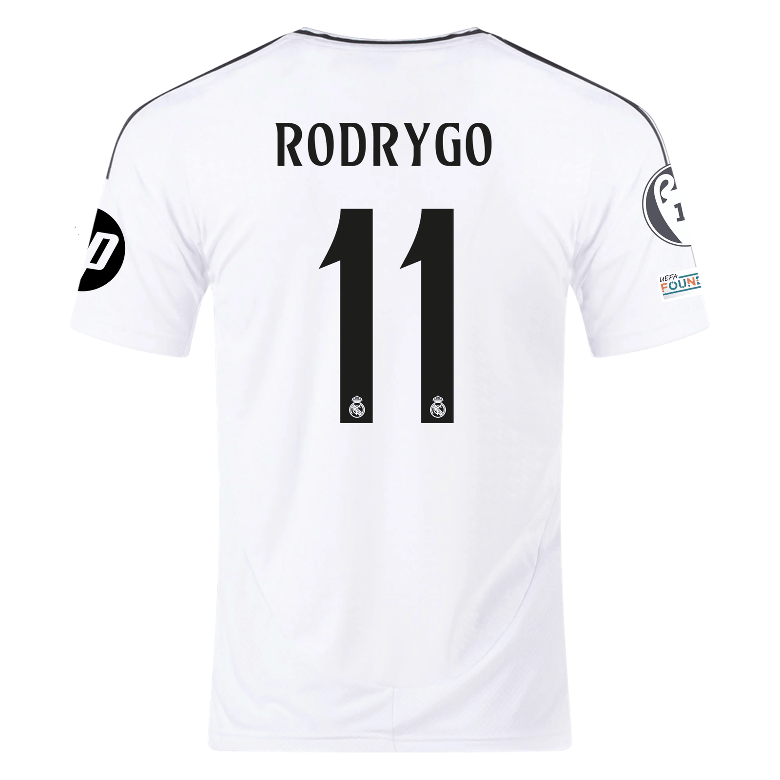 adidas Real Madrid Rodrygo Home Jersey 24/25 w/ Champions League Patches (White/Black) (Copy) | SoccerWearhouse