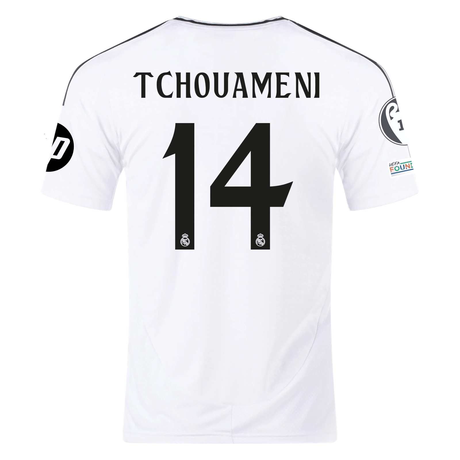 adidas Real Madrid Tchouameni Home Jersey 24/25 w/ Champions League Patches (White/Black) | SoccerWearhouse