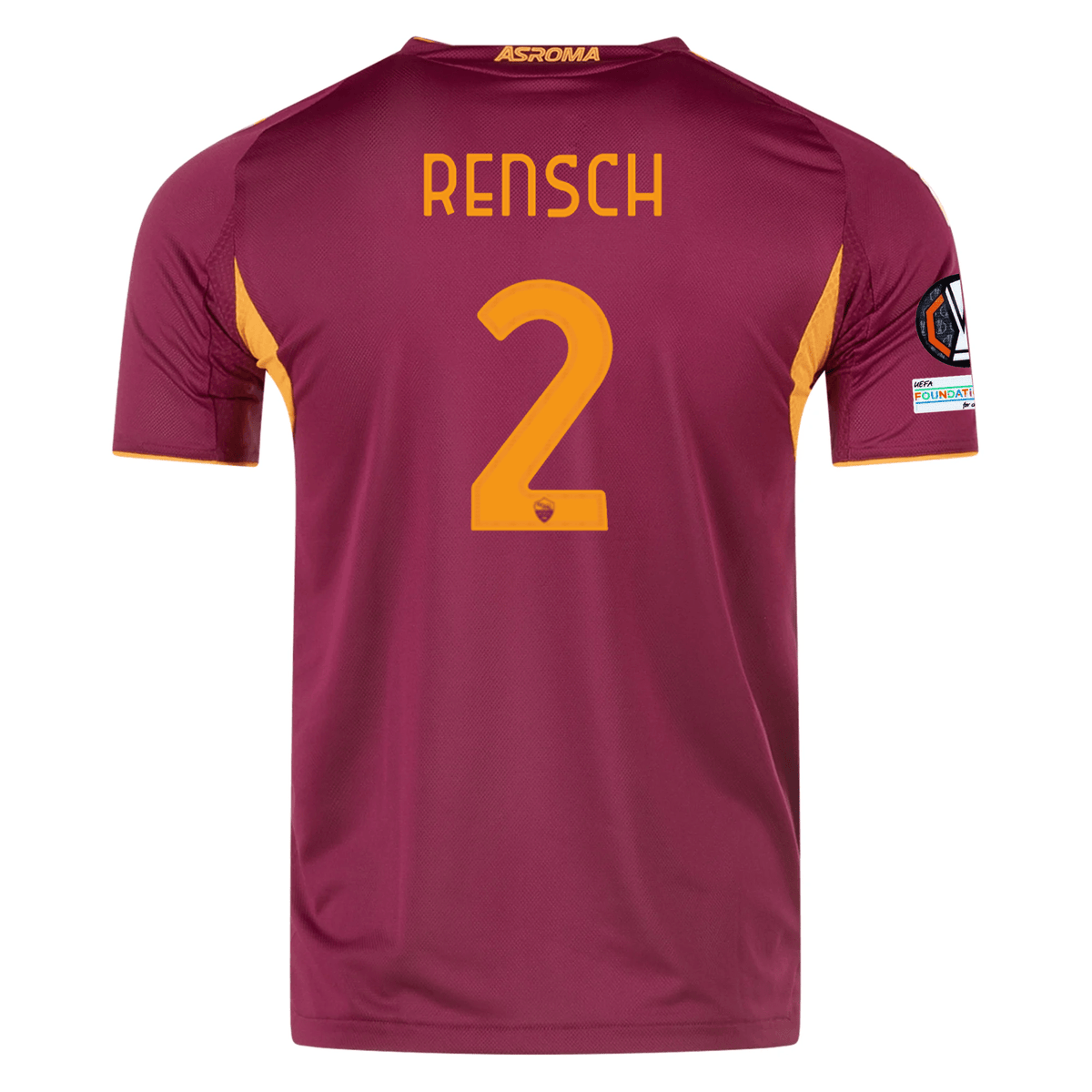 adidas Roma Authentic Devyne Rensch Home Jersey w/ Europa League Patches 25/26 (Burgundy) | SoccerWearhouse