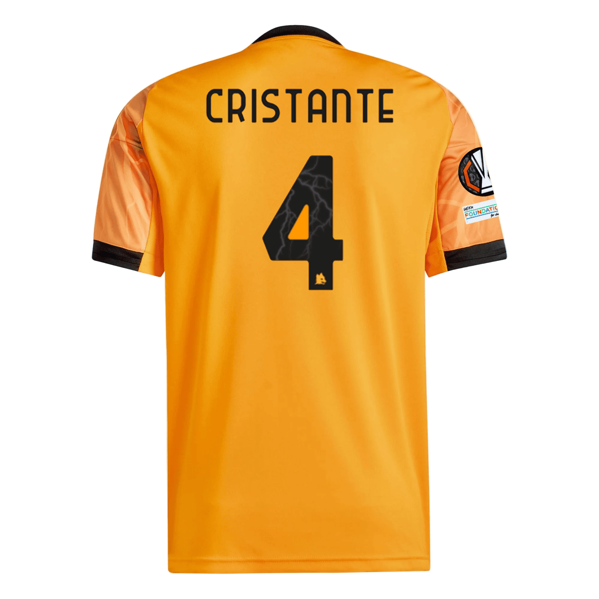 adidas Roma Bryan Cristante Away Jersey w/ Europa League Patches 25/26 (Orange/Black) | SoccerWearhouse