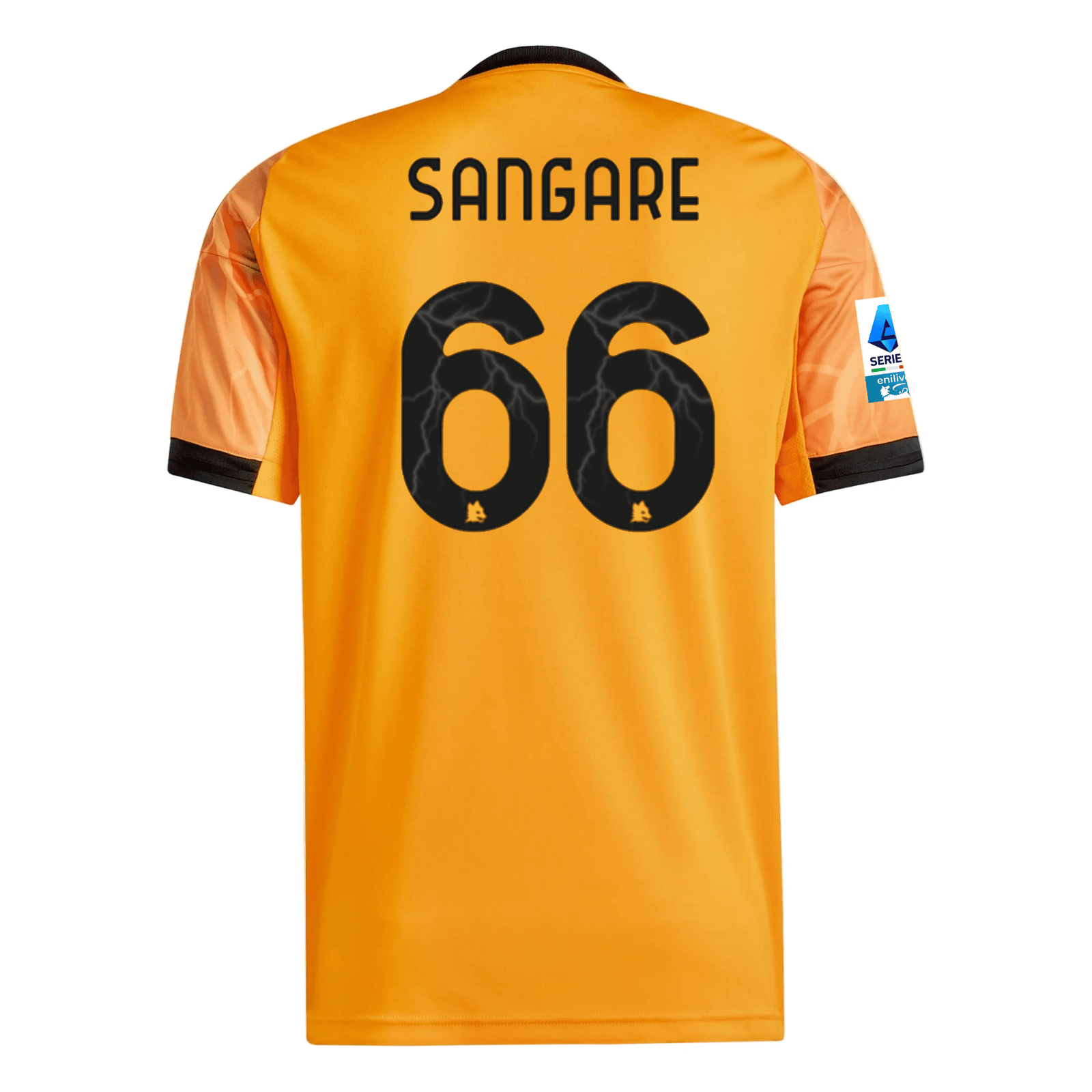 adidas Roma Buba Sangaré Away Jersey w/ Serie A Patch 25/26 (Orange/Black) | SoccerWearhouse
