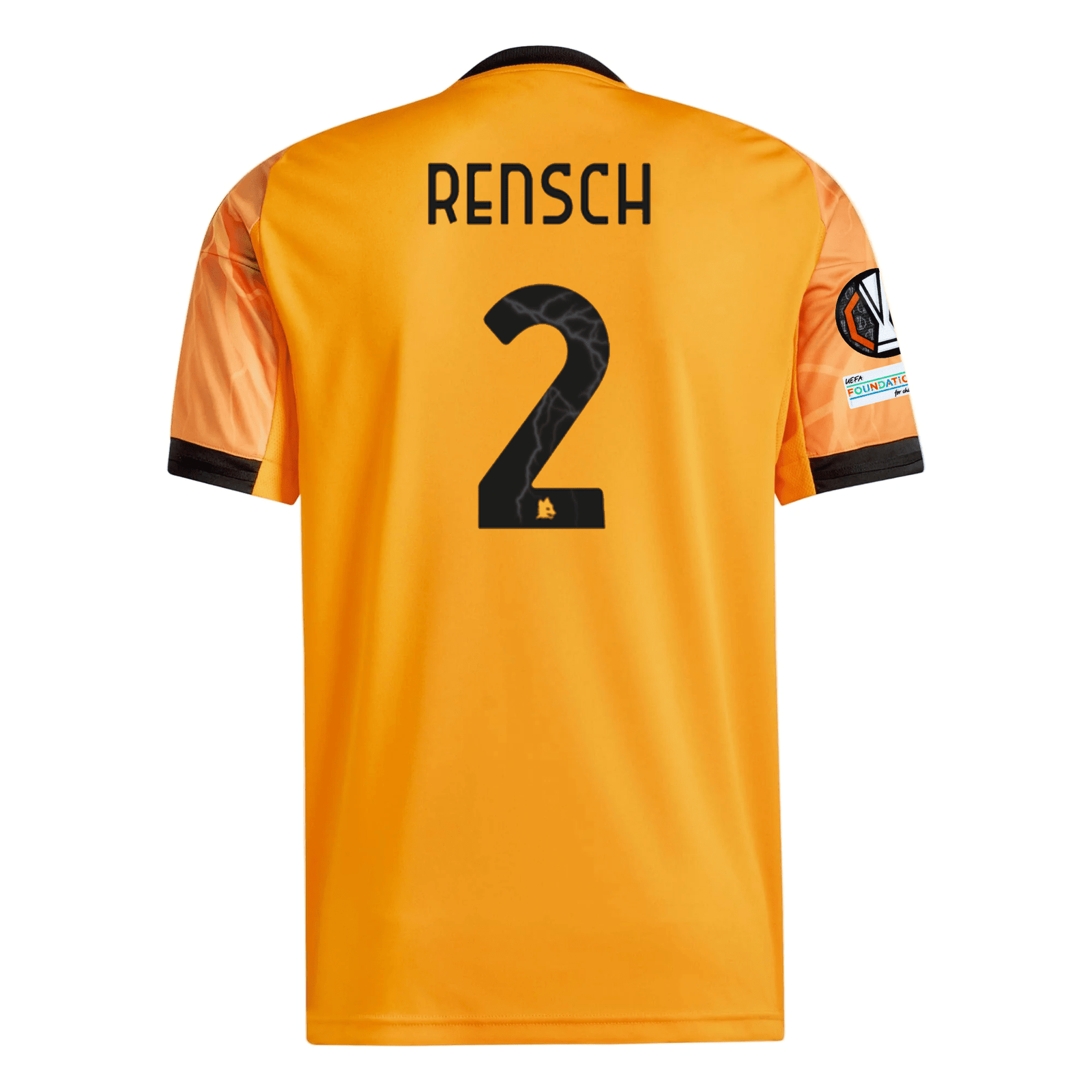 adidas Roma Devyne Rensch Away Jersey w/ Europa League Patches 25/26 (Orange/Black) | SoccerWearhouse