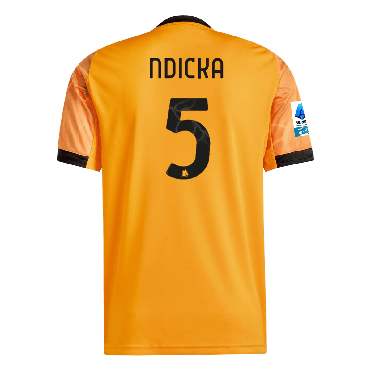 adidas Roma Evan Ndicka Away Jersey w/ Serie A Patch 25/26 (Orange/Black) | SoccerWearhouse