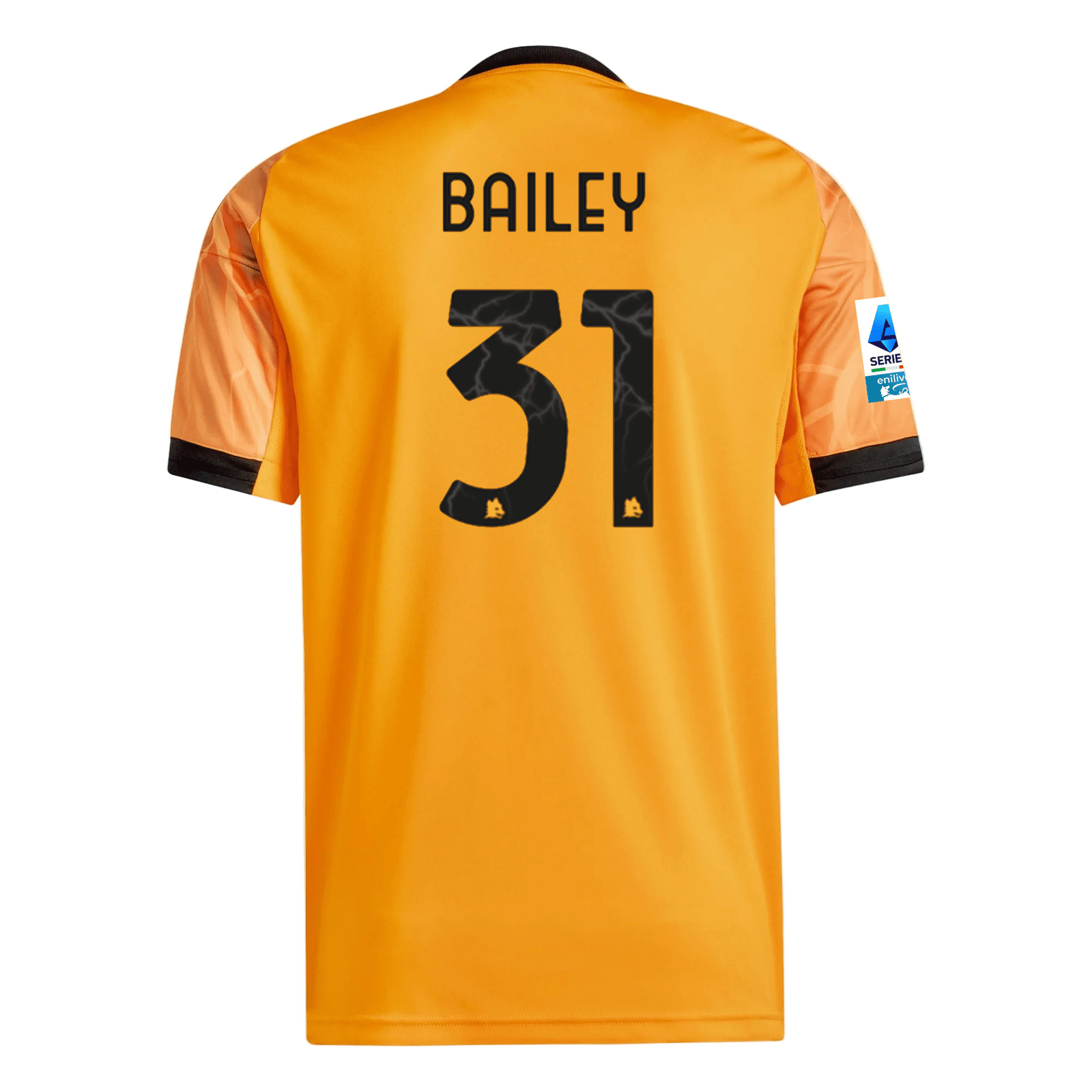 adidas Roma Leon Bailey Away Jersey w/ Serie A Patch 25/26 (Orange/Black) | SoccerWearhouse