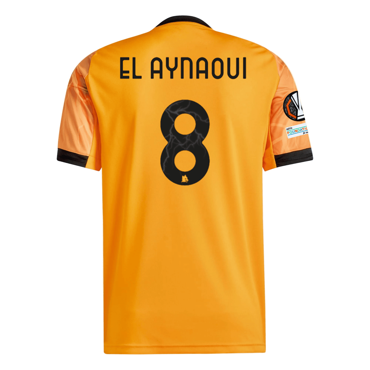 adidas Roma Neil El Aynaoui Away Jersey w/ Europa League Patches 25/26 (Orange/Black) | SoccerWearhouse