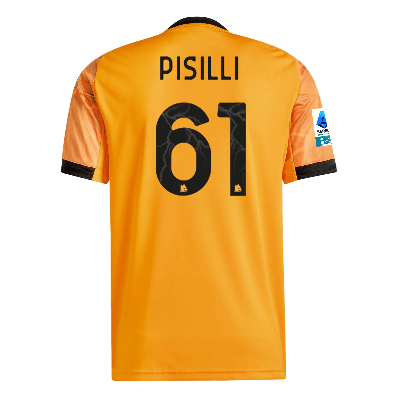 adidas Roma Niccolò Pisilli Away Jersey w/ Serie A Patch 25/26 (Orange/Black) | SoccerWearhouse