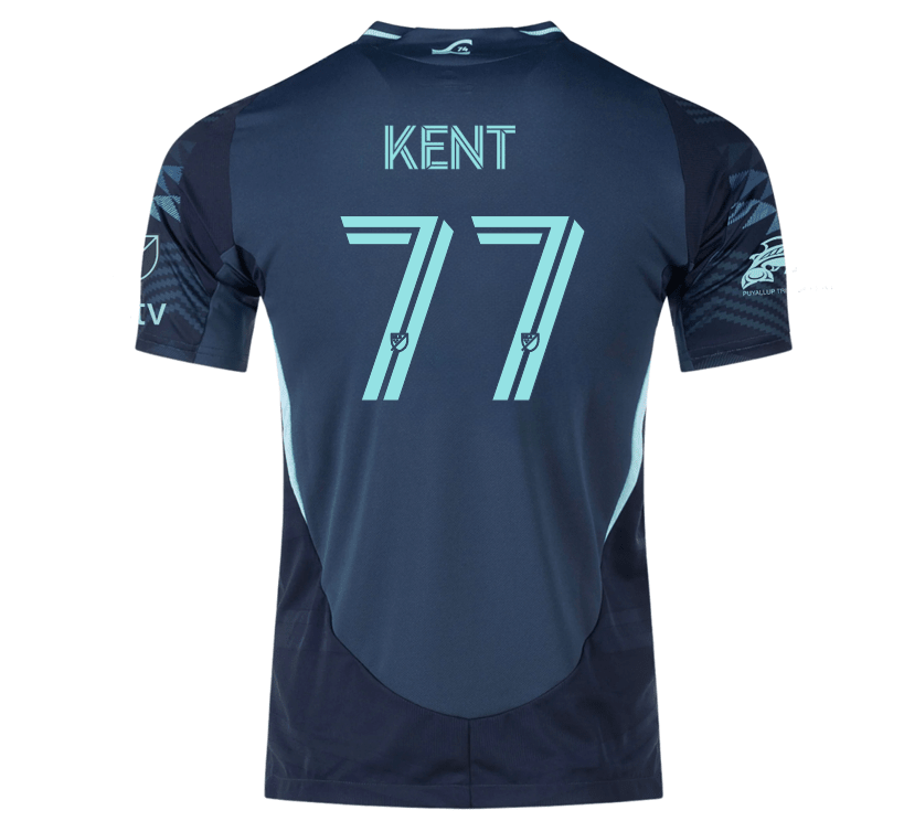adidas Ryan Kent Seattle Sounders Authentic Away Jersey 25/26 w/ MLS Patches &amp; Sponsor (Aura Ink) | SoccerWearhouse