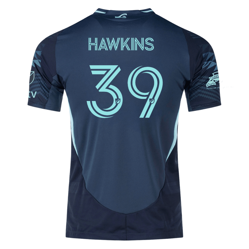 adidas S. Hawkins Andrade Sounders Authentic Away Jersey 25/26 w/ MLS Patches & Sponsor (Aura Ink) | SoccerWearhouse