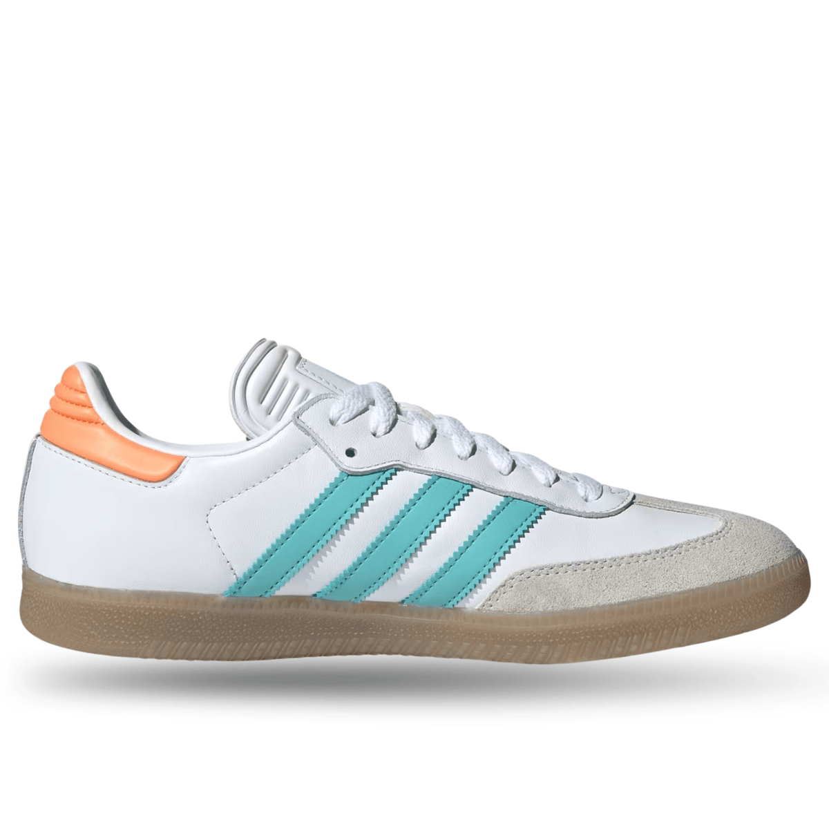 adidas Samba Inter Miami Indoor Soccer Shoes (White/Mint/Gum) | SoccerWearhouse