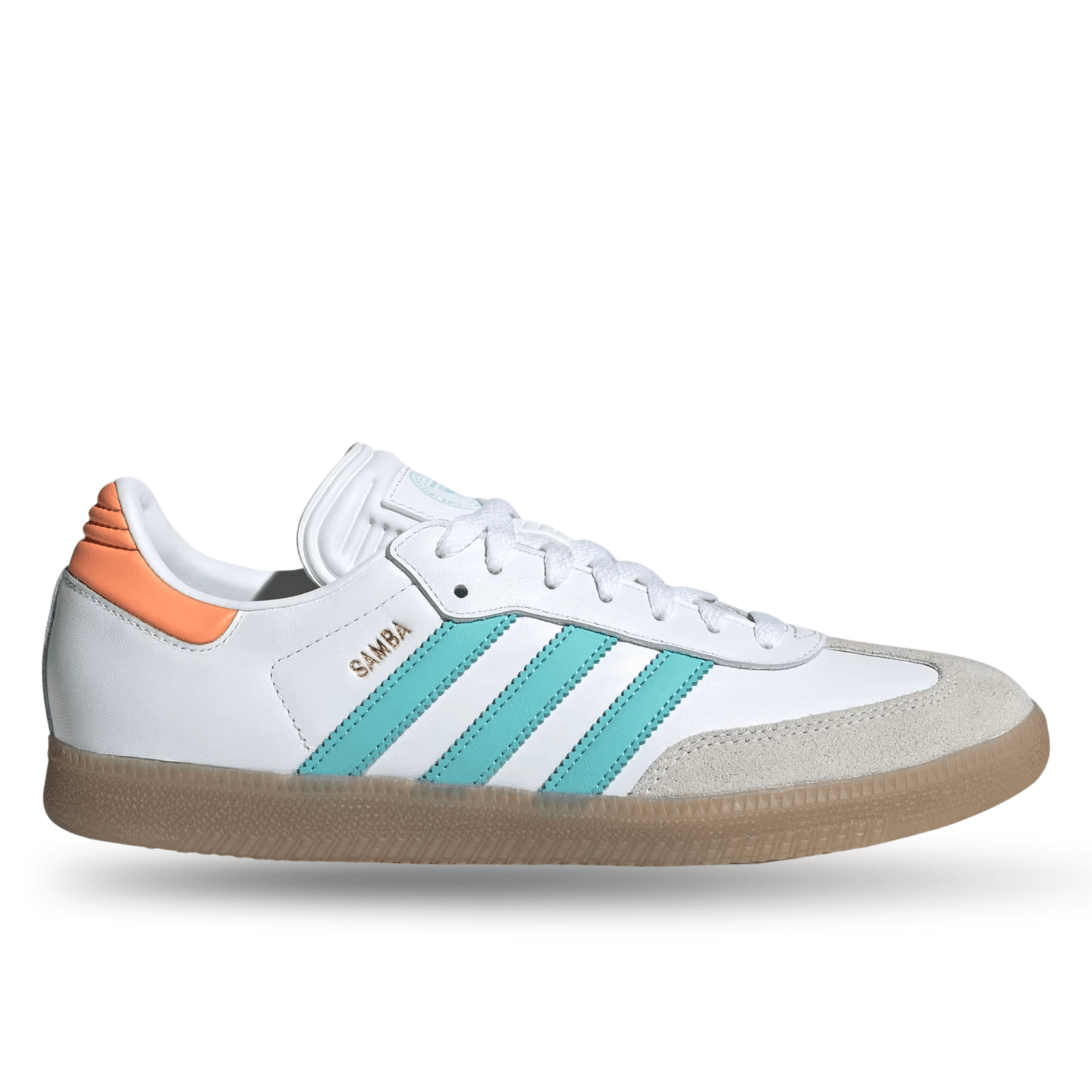 adidas Samba Inter Miami Indoor Soccer Shoes (White/Mint/Gum) | SoccerWearhouse