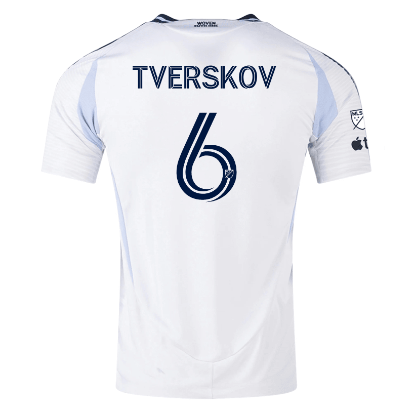 adidas San Diego FC Authentic Jeppe Tverskov Away Jersey 25/26 w/ MLS & Apple Patch (White) | SoccerWearhouse