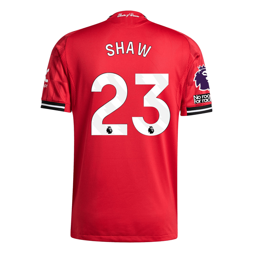 adidas Shaw Men's Manchester United Authentic Home Jersey 25/26 w/ NRFR + EPL Patch (Red) | SoccerWearhouse