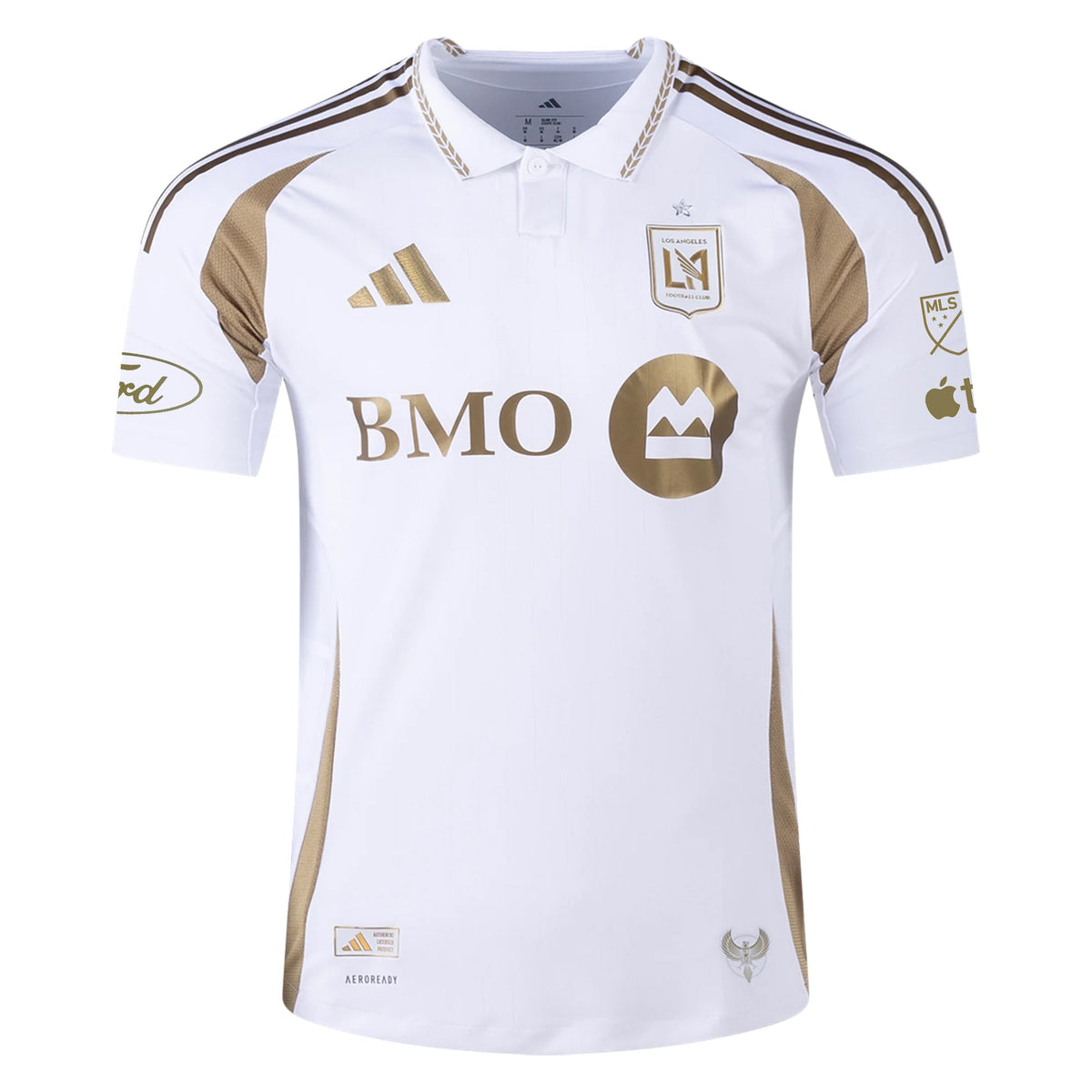 adidas Son Heung - min (Korean) LAFC Authentic Away Jersey w/ MLS + Apple + Ford Logo 25/26 (White/Gold) | SoccerWearhouse