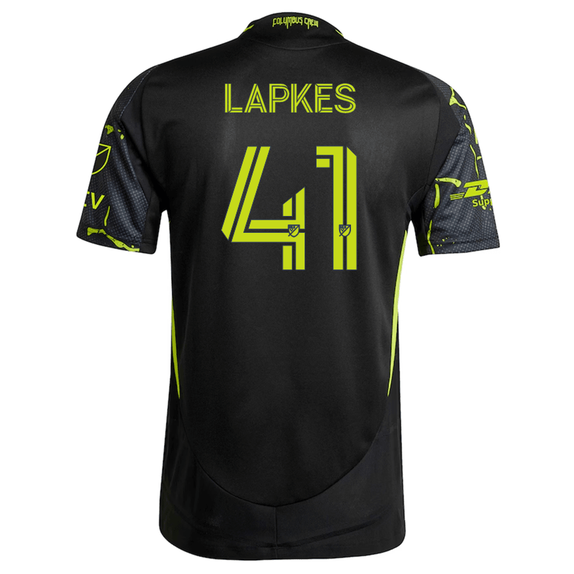 adidas Stanislav Lapkes Columbus Crew Authentic Away Jersey w/ MLS Patches 25/26 (Black/Yellow) | SoccerWearhouse