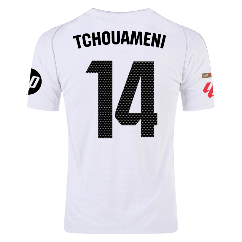 adidas Tchouaméni Real Madrid Authentic Home Jersey w/ La Liga Patches 24/25 (White/Black) | SoccerWearhouse