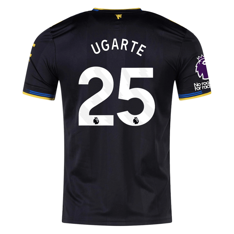 adidas Ugarte Men's Manchester United Authentic Third Jersey 25/26 w/ NRFR + EPL Patches (Black) | SoccerWearhouse