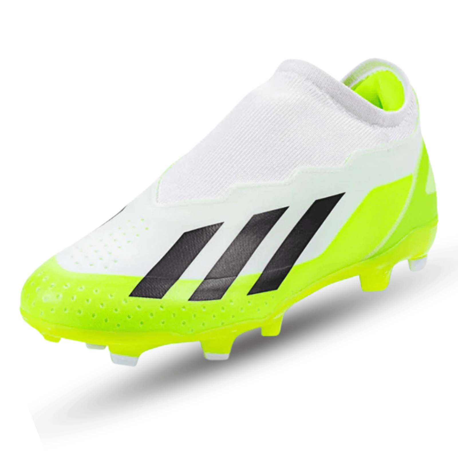adidas X Crazyfast.3 LL Laceless Firm Ground Soccer Cleats (White/Lucid Lemon) | SoccerWearhouse