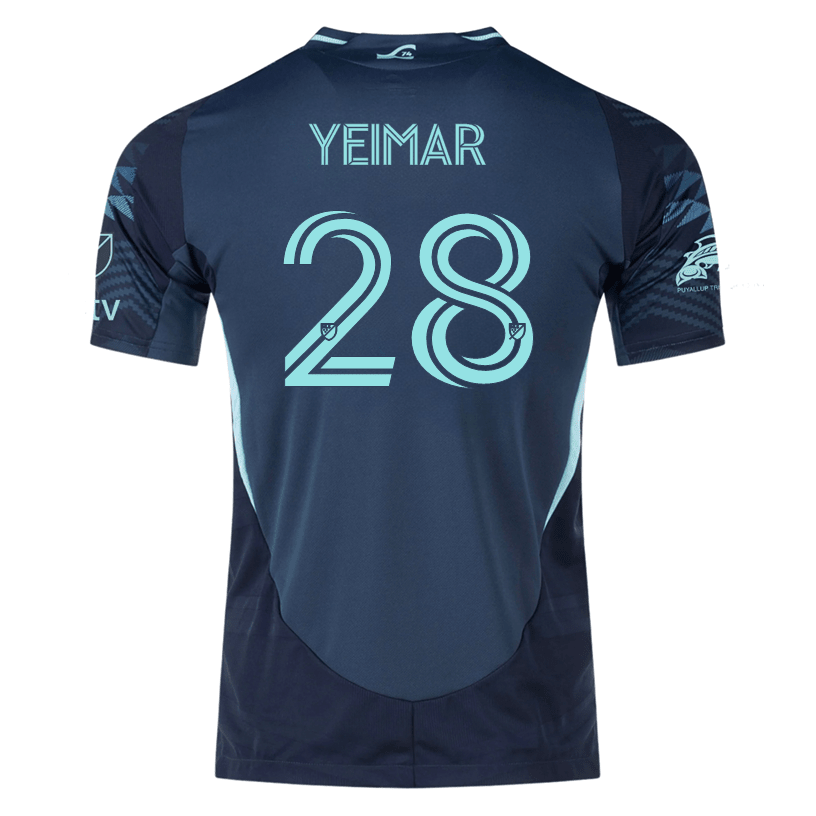 adidas Y. Gomez Andrade Sounders Authentic Away Jersey 25/26 w/ MLS Patches &amp; Sponsor (Aura Ink) | SoccerWearhouse