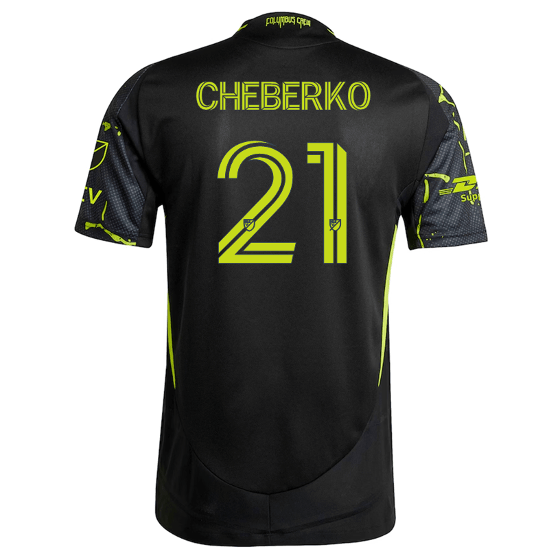 adidas Yevhen Cheberko Columbus Crew Authentic Away Jersey w/ MLS Patches 25/26 (Black/Yellow) | SoccerWearhouse