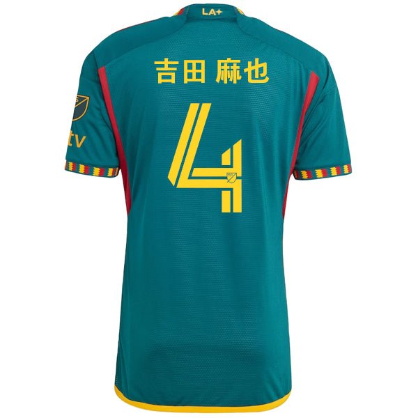 adidas Yoshida (吉田 麻也) LA Galaxy Away Authentic Jersey 22/23 w/ MLS Patches (Green/Yellow) | SoccerWearhouse