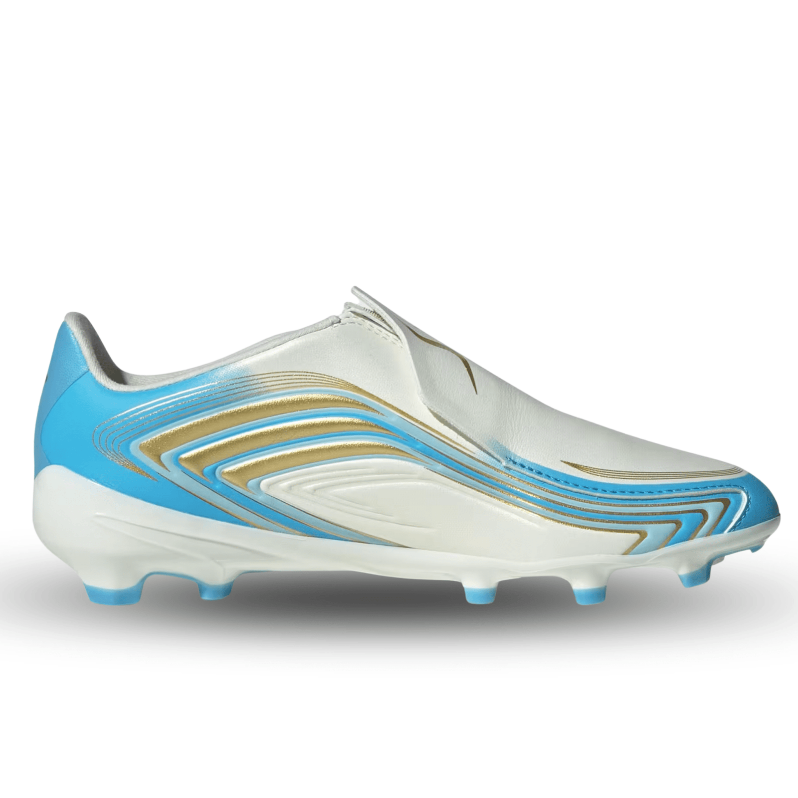 adidas Youth F50 Messi League LL Firm Ground Soccer Cleats (White/Sky Blue) | SoccerWearhouse