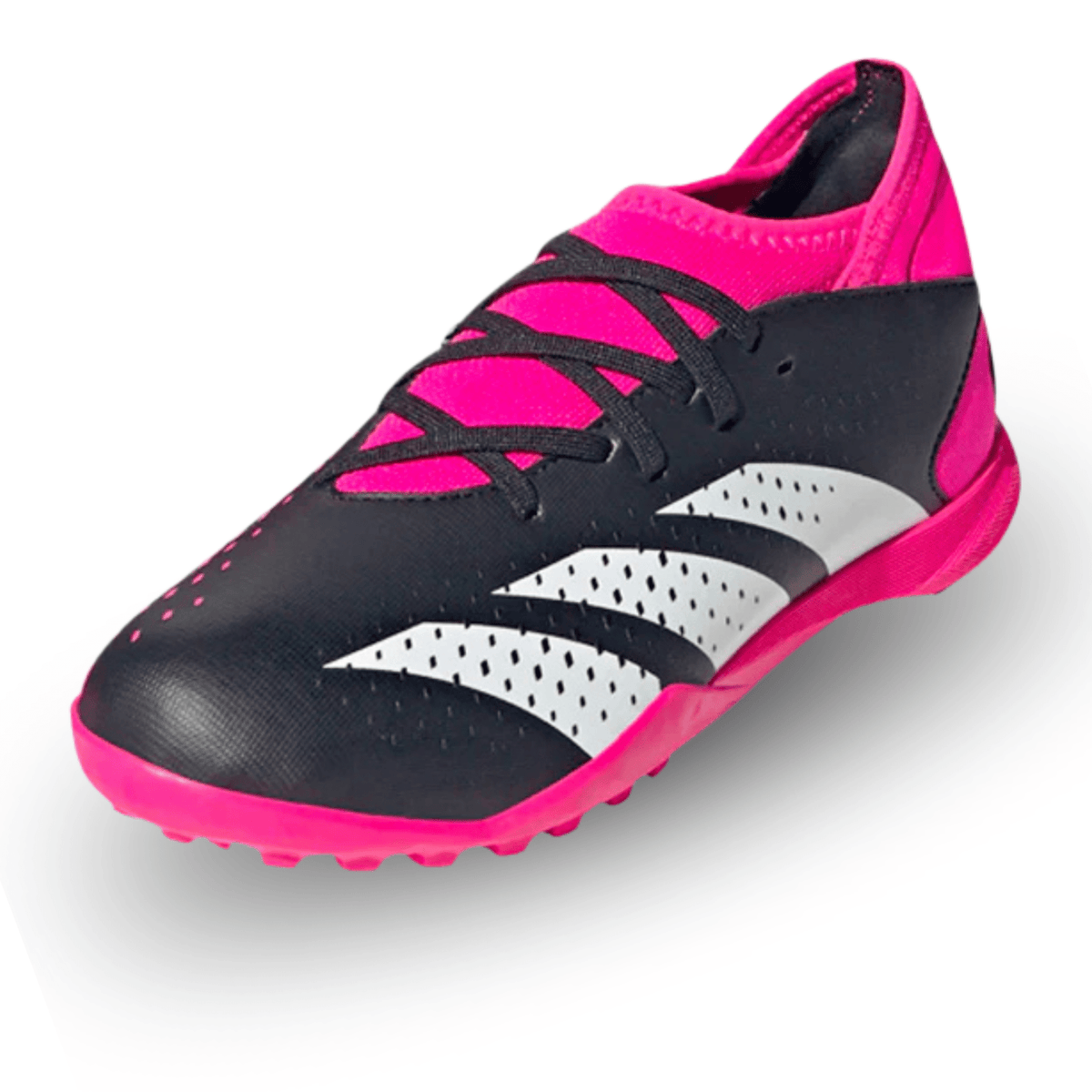 adidas Youth Jr. Predator Accuracy.3 Turf Soccer Shoes (Black/Team Shock Pink) | SoccerWearhouse