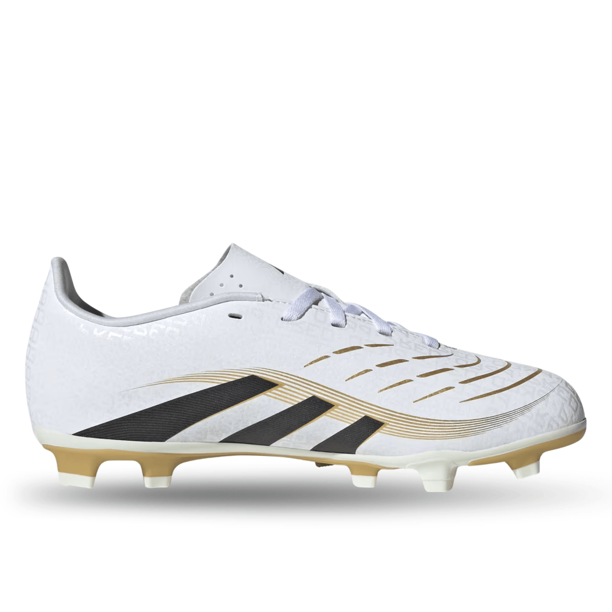 adidas Youth Jr. Predator Club Firm Ground Multi Ground Junior Soccer Cleats (White/Black/Gold Metallic) | SoccerWearhouse