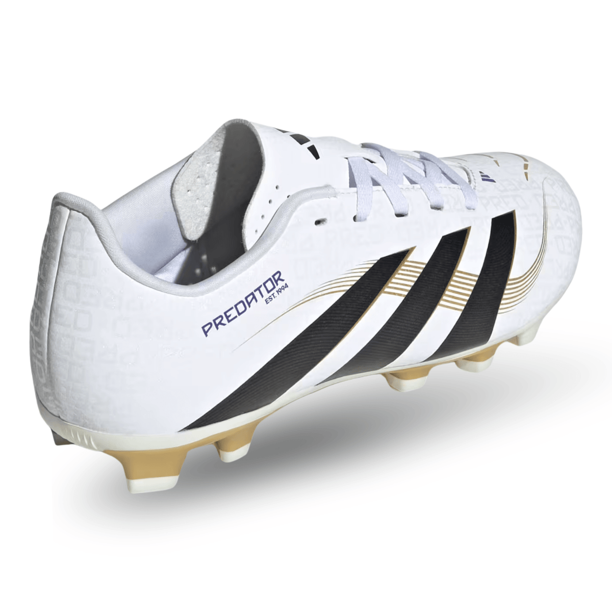 adidas Youth Jr. Predator Club Firm Ground Multi Ground Junior Soccer Cleats (White/Black/Gold Metallic) | SoccerWearhouse