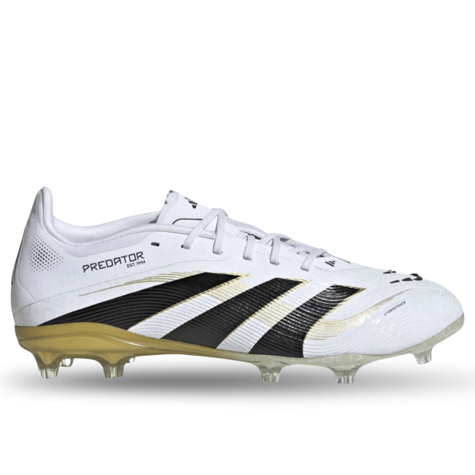 adidas Youth Jr. Predator Elite Junior Firm Ground Cleats (White/Black/Gold Metallic) | SoccerWearhouse