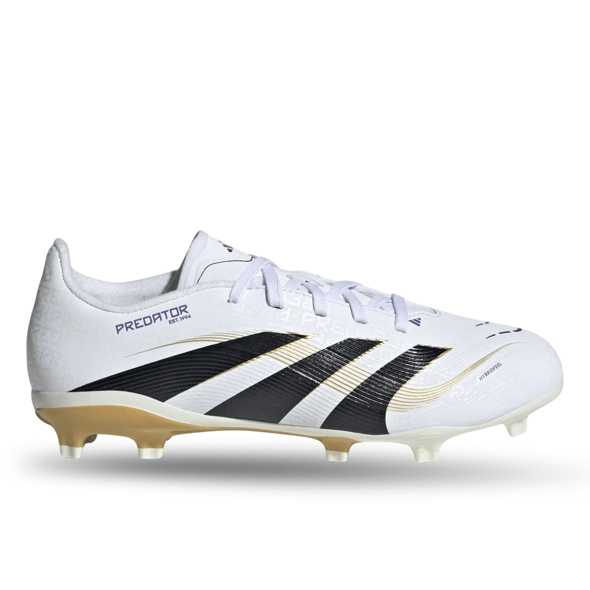 adidas Youth Jr. Predator League FG/MG Junior Soccer Cleats (White/Black/Gold Metallic) | SoccerWearhouse