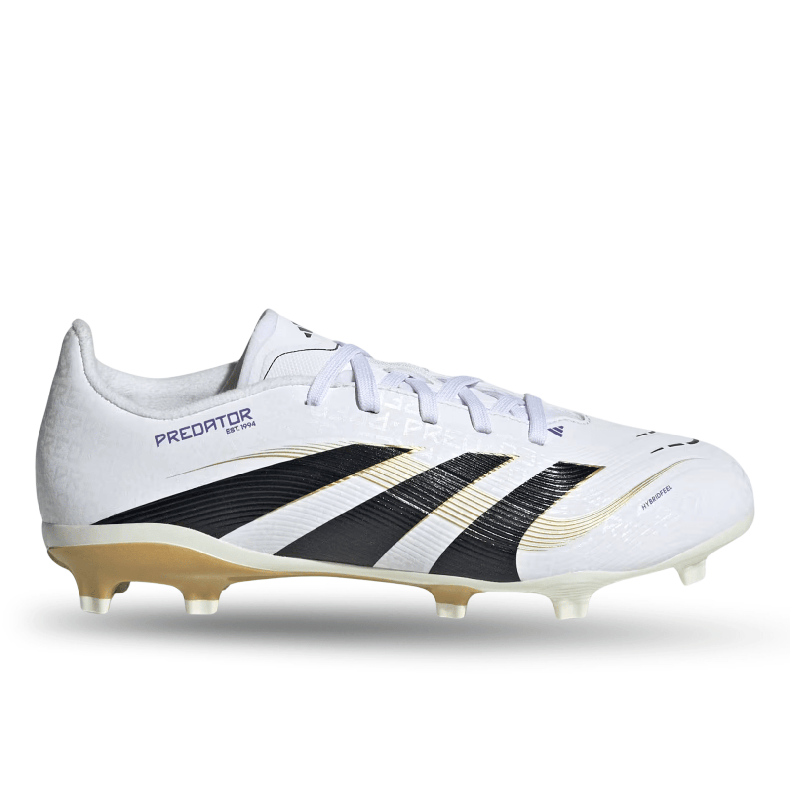 adidas Youth Jr. Predator League FG/MG Junior Soccer Cleats (White/Black/Gold Metallic) | SoccerWearhouse