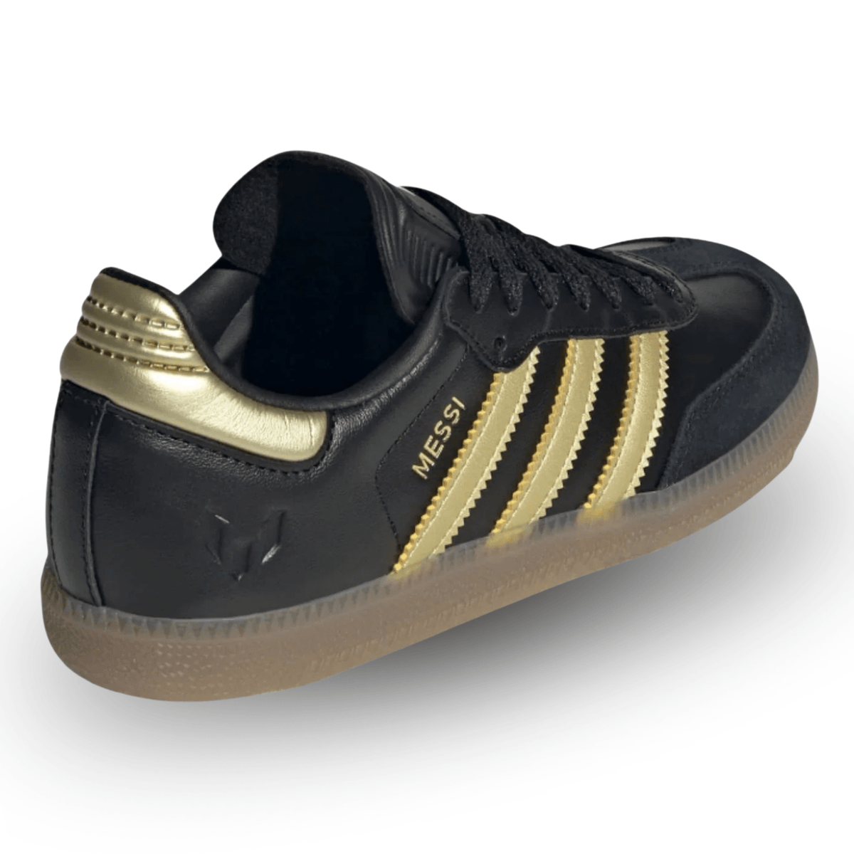 adidas Youth Jr Samba Messi J Indoor Shoes (Black/Gold Metallic/Gum) | SoccerWearhouse