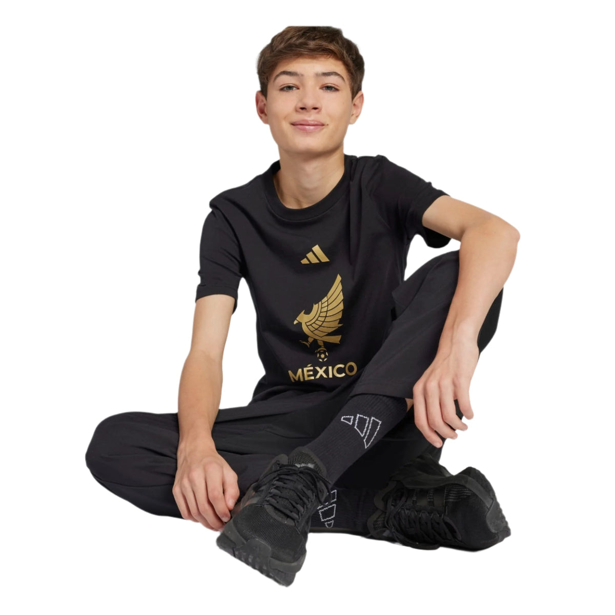 adidas Youth Mexico DNA T-Shirt (Black/Gold) | SoccerWearhouse