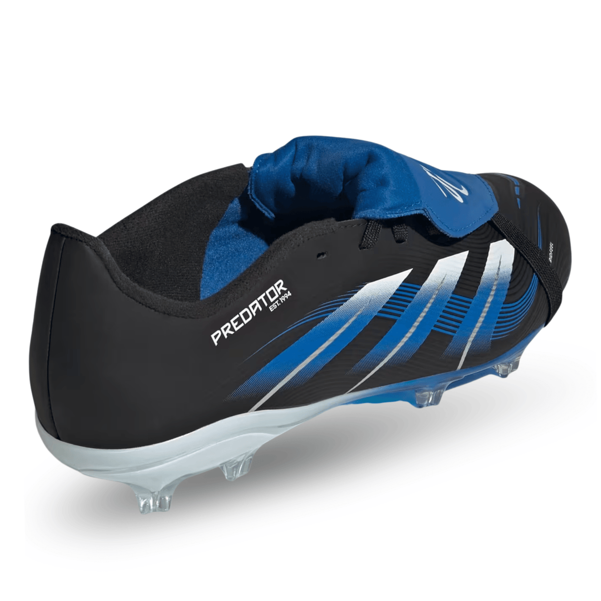 adidas Youth Predator League Jude Bellingham Edition Fold - Over Tongue FG/MG Soccer Cleats (Black/White/Blue) | SoccerWearhouse