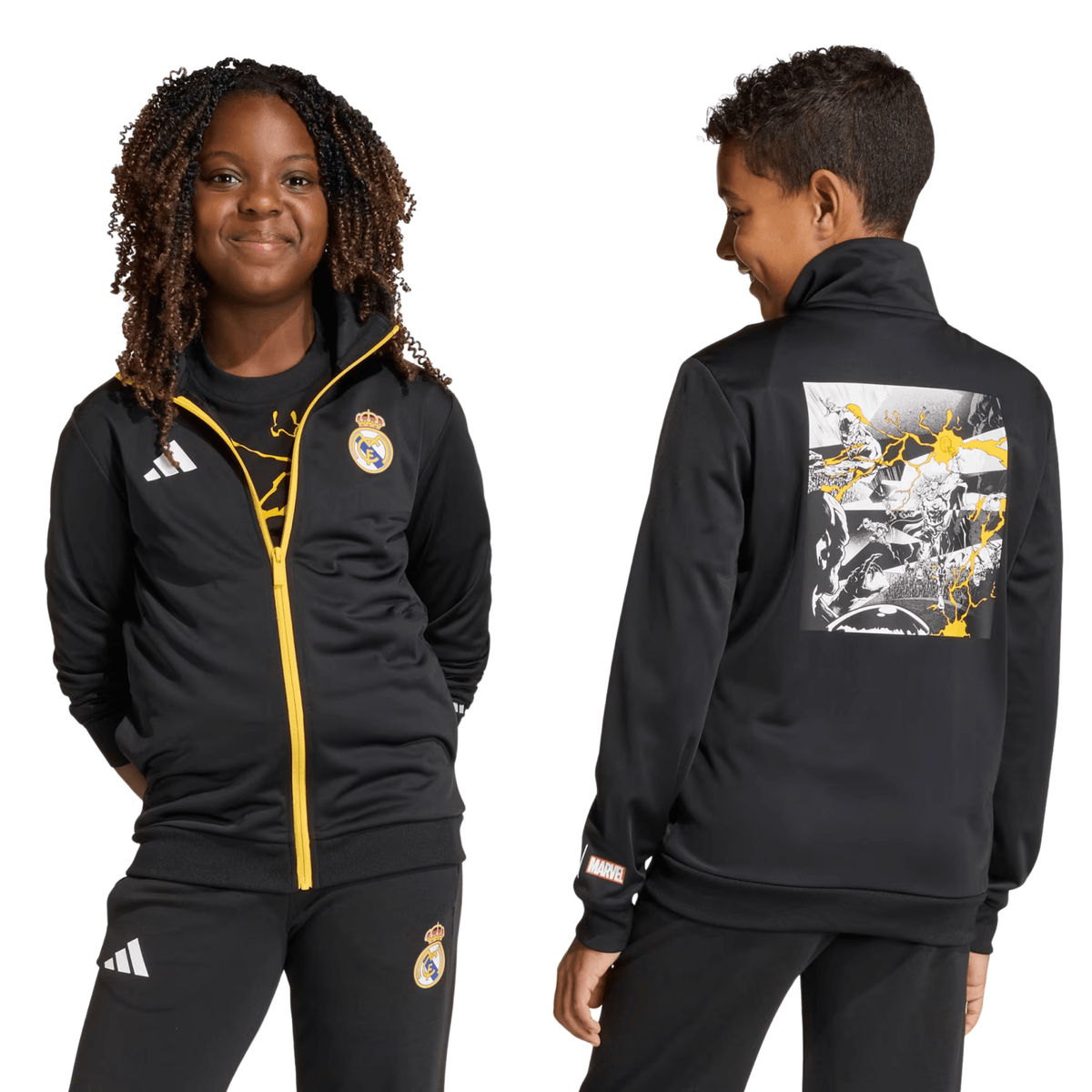 adidas Youth Real Madrid Avengers Track Top Jacket 25/26 (Black) | SoccerWearhouse