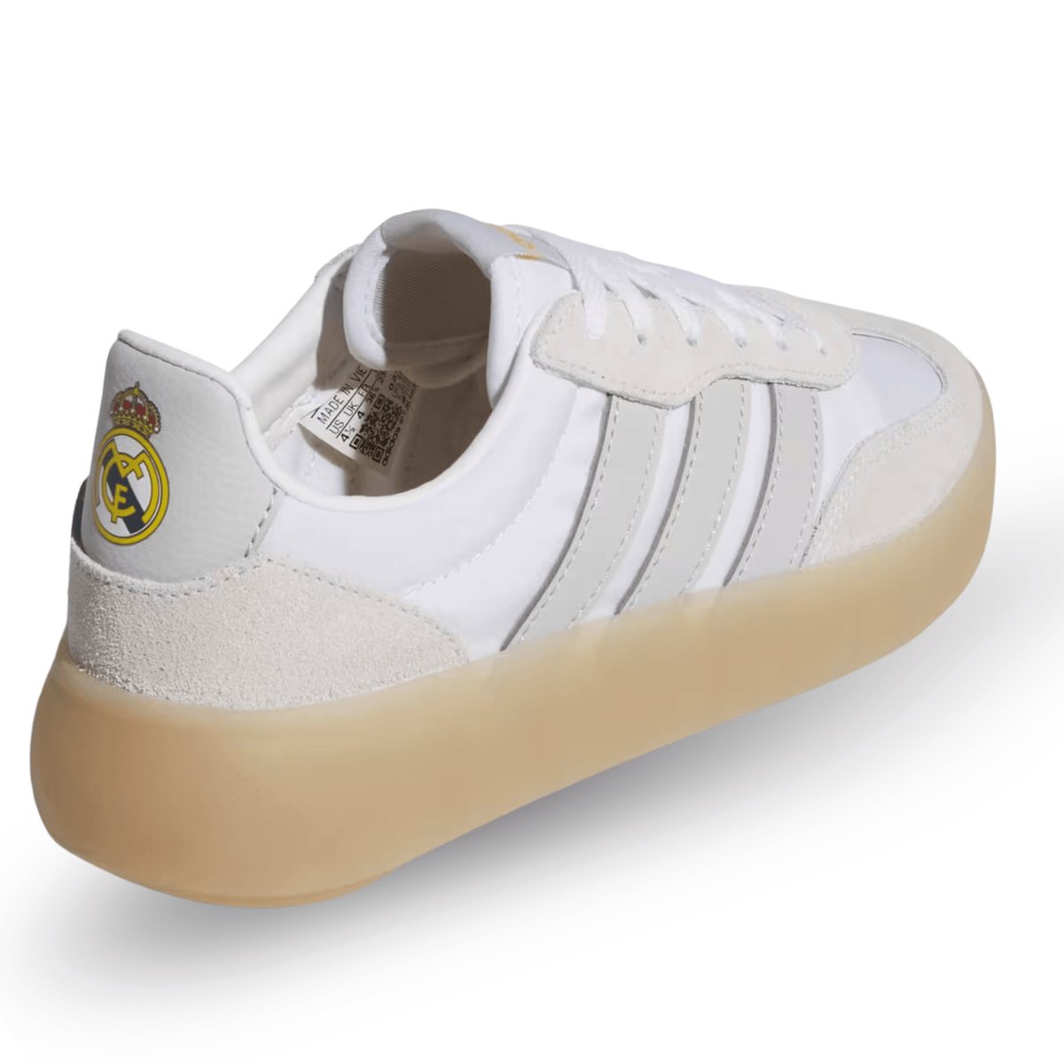 adidas Youth Real Madrid Barreda Decode Junior Soccer Shoes (White/Grey/Gum) | SoccerWearhouse