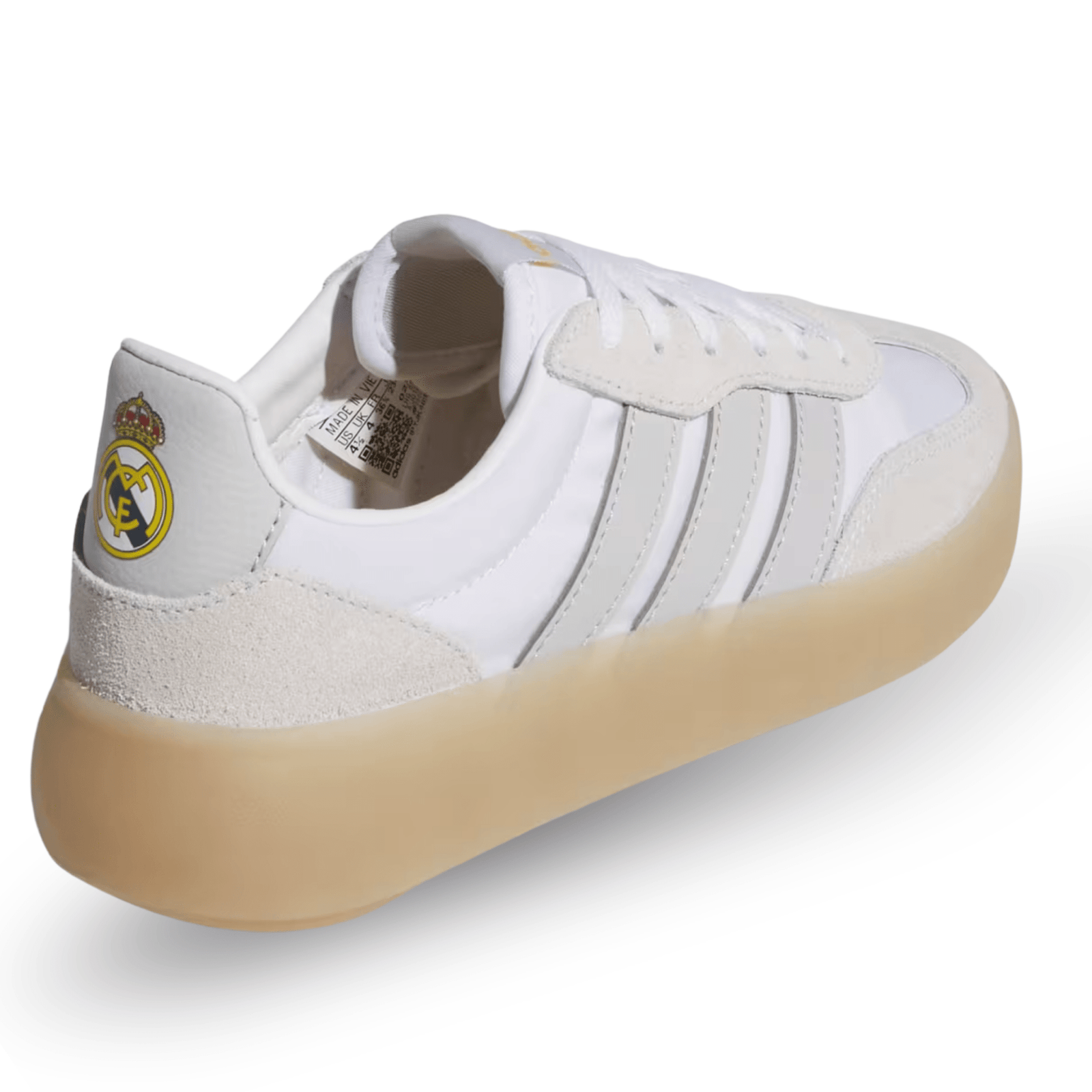 adidas Youth Real Madrid Barreda Decode Junior Soccer Shoes (White/Grey/Gum) | SoccerWearhouse