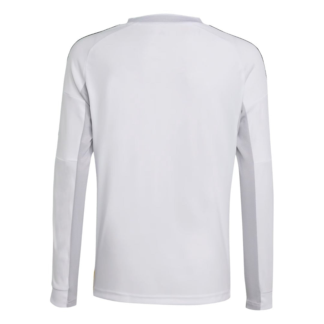 adidas Youth Real Madrid Long Sleeve Home Jersey 25/26 (White) | SoccerWearhouse