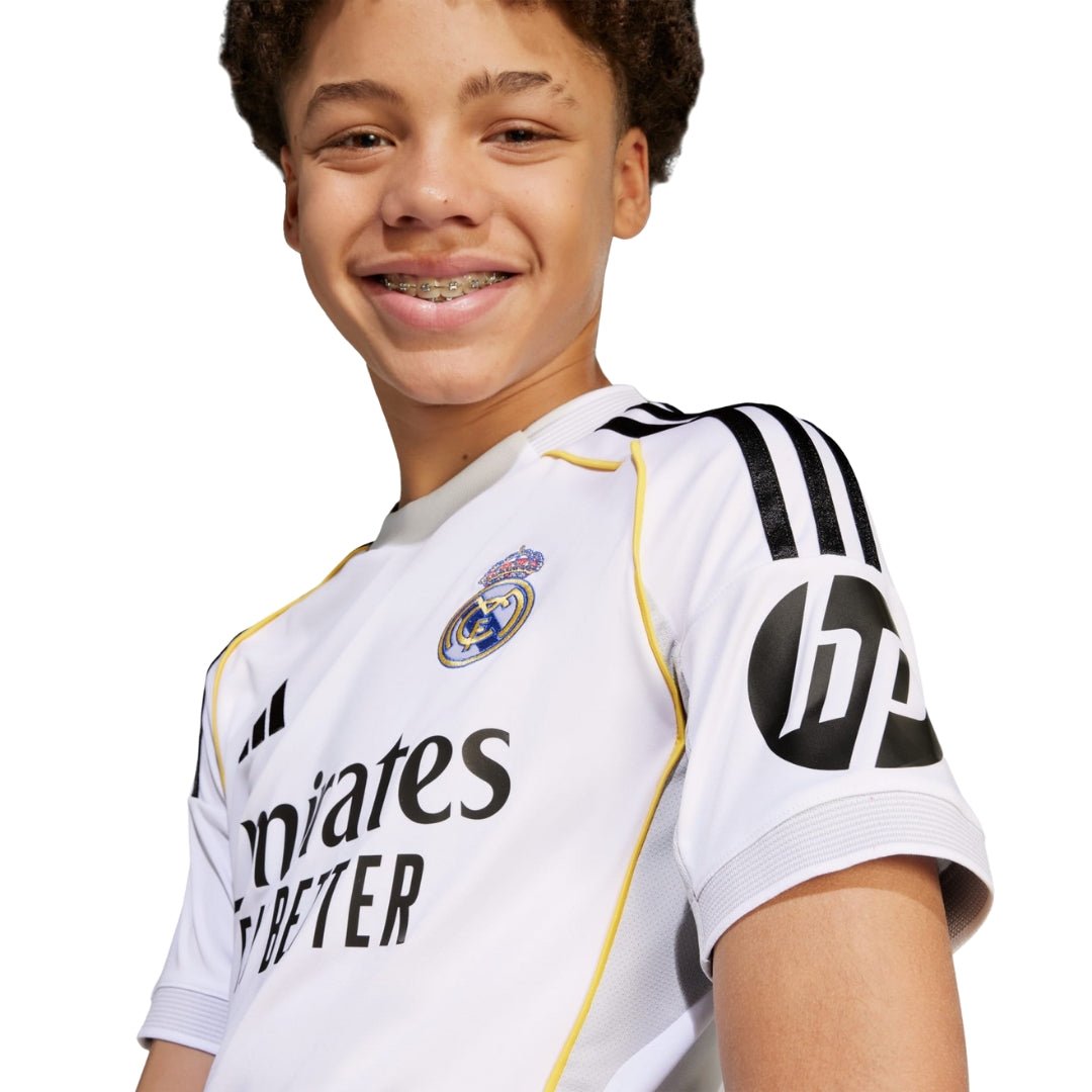 adidas Youth Real Madrid Vini Jr. Home Jersey 25/26 (White) | SoccerWearhouse