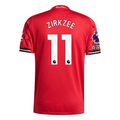 adidas Zirkzee Men's Manchester United Authentic Home Jersey 25/26 w/ NRFR + EPL Patch (Red)