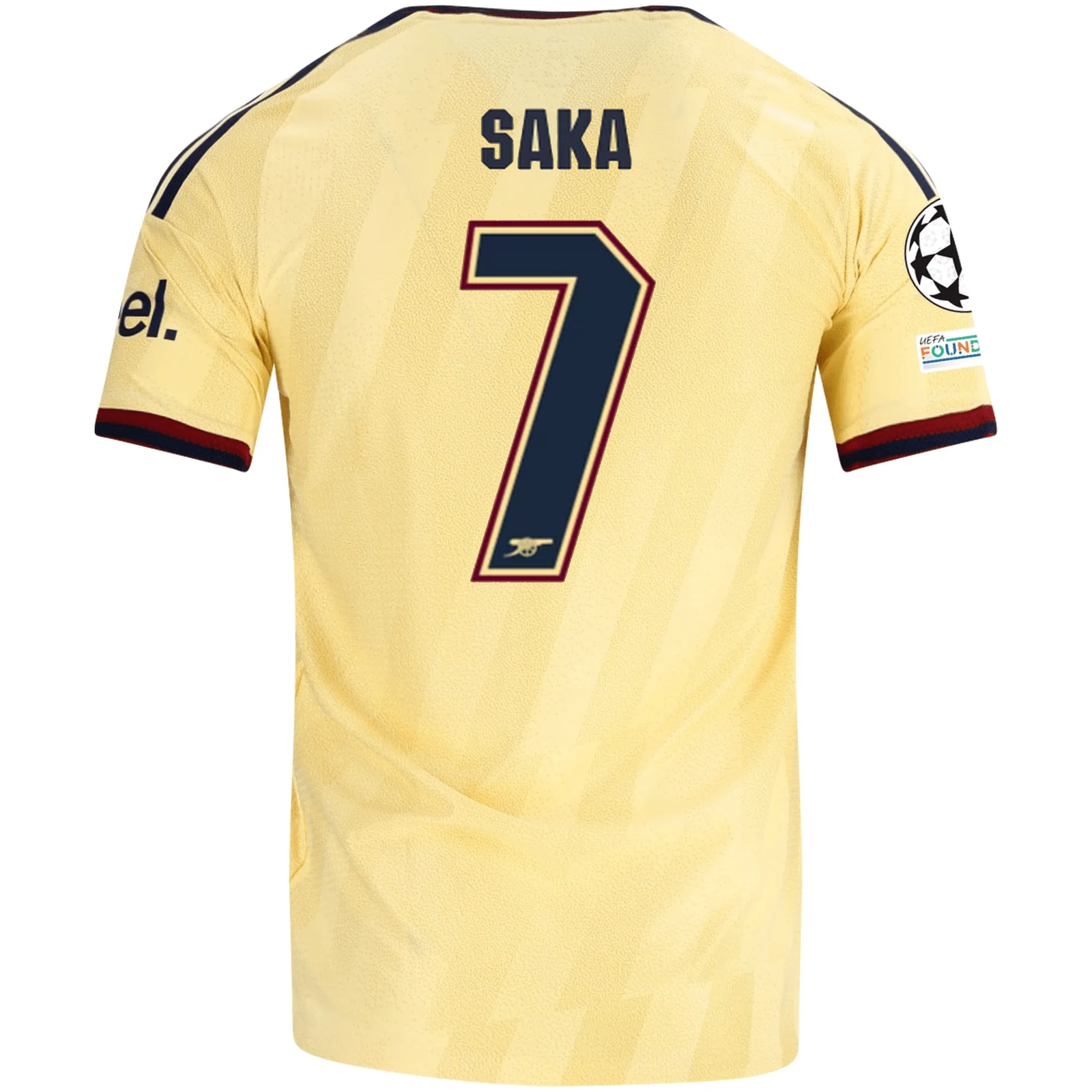 adidas Mens Arsenal Authentic Bukayo Saka Third Jersey w/ Champions League Patches 26/27 (Yellow)