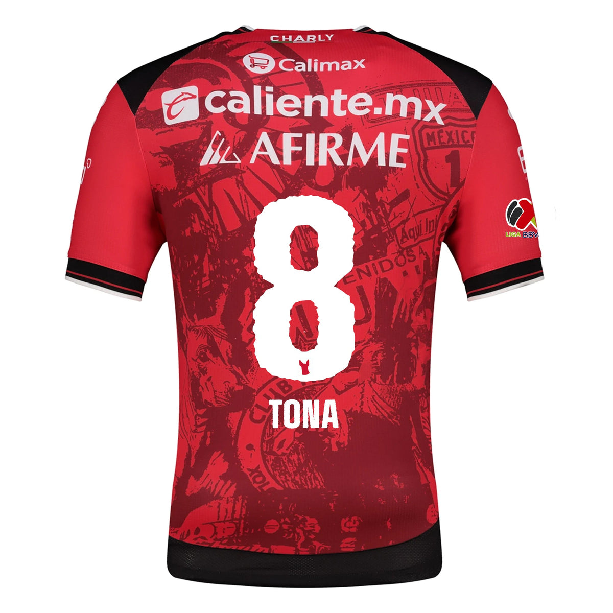 Charly Iván Tona Men's Club Tijuana Xolos Home Jersey 25/26 w/ BBVA MX Patch (Red/Black) | SoccerWearhouse