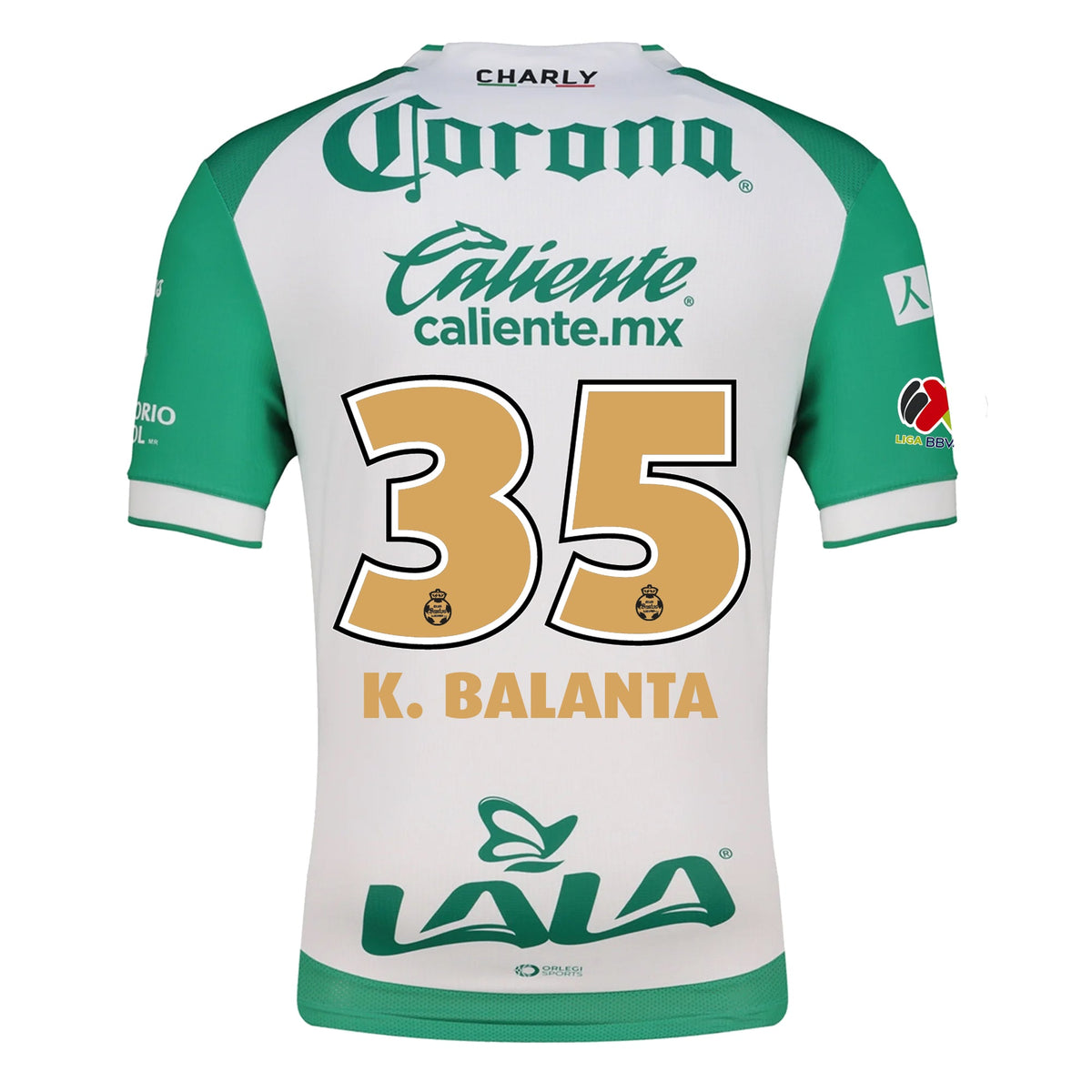 Charly Kevin Balanta Men's Santos Laguna Home Jersey 25/26 w/ BBVA MX Patches (Green/White) | SoccerWearhouse