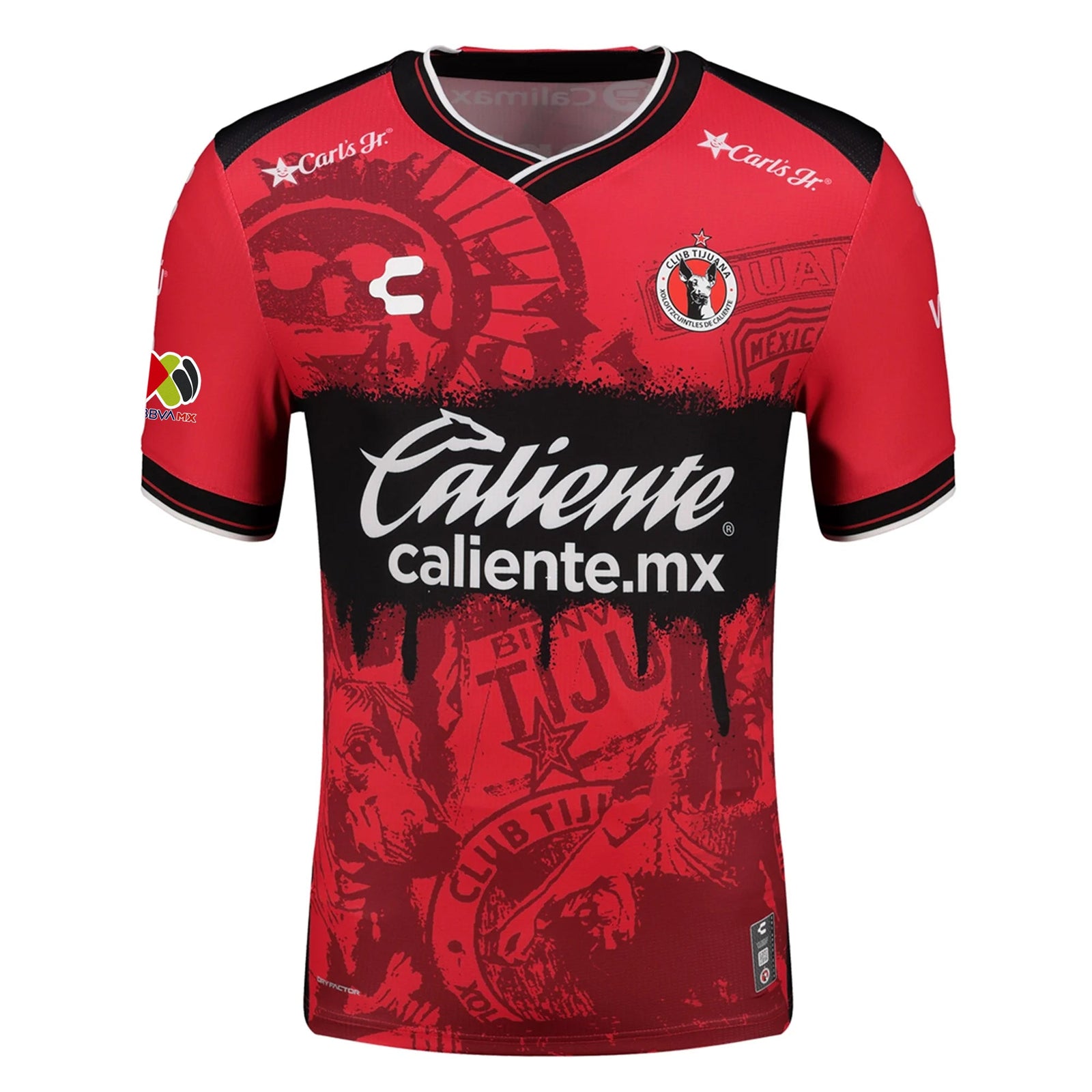 Charly Men's Club Tijuana Xolos Home Jersey 25/26 w/ BBVA MX Patch (Red/Black) | SoccerWearhouse