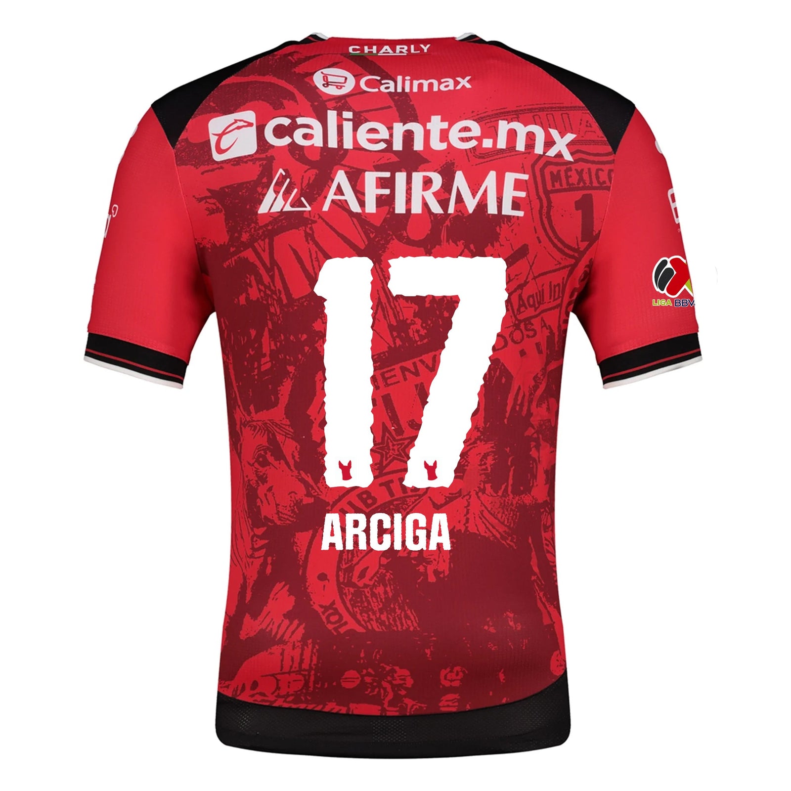 Charly Ramiro Arciga Men's Club Tijuana Xolos Home Jersey 25/26 w/ BBVA MX Patch (Red/Black) | SoccerWearhouse