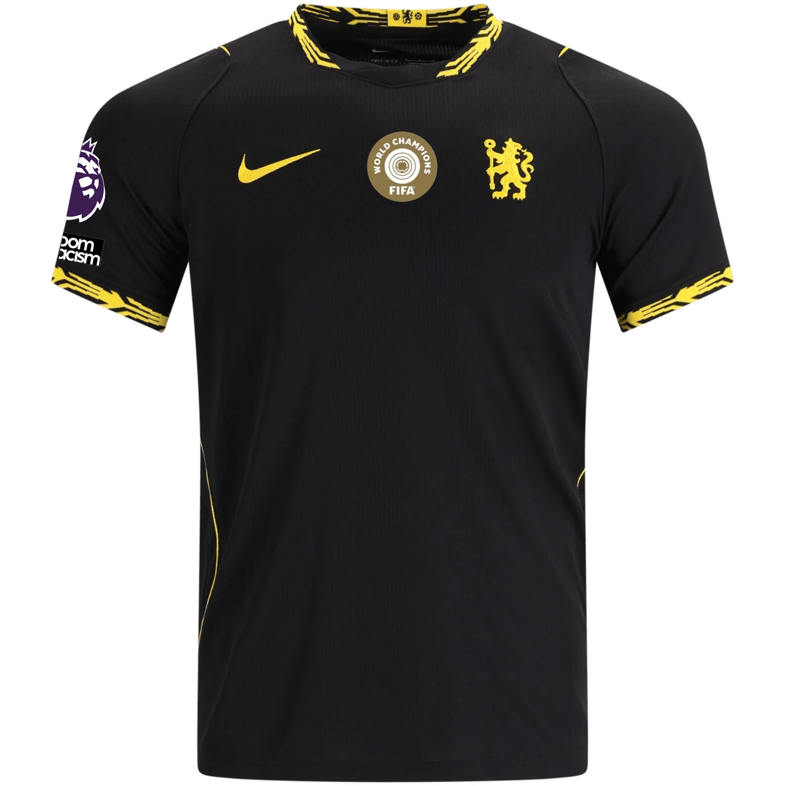 Nike Mens Chelsea Cole Palmer Away Jersey w/ EPL + No Room For Racism Patches 26/27 (Black/Midwest Gold) | SoccerWearhouse