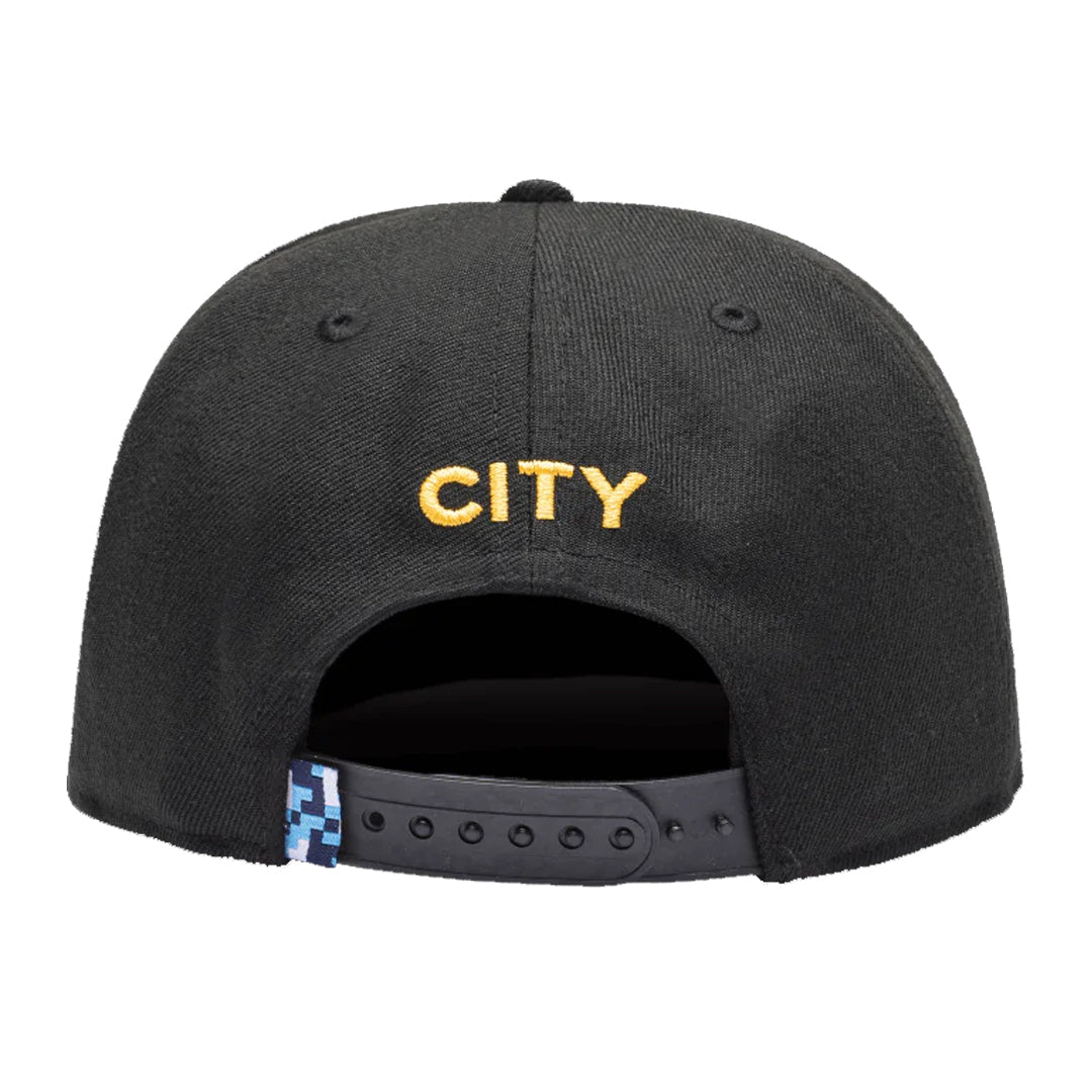Fan Ink Manchester City Crayon Snapback Hat (Black/Gold) | SoccerWearhouse