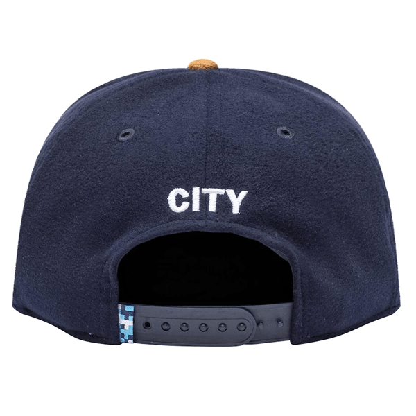 Fan Ink Manchester City Lafayette Snapback Hat (Navy/Brown) | SoccerWearhouse