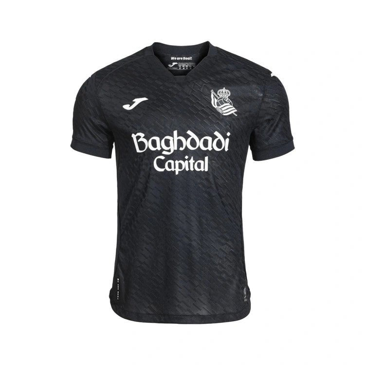 Joma Mens Real Sociedad Away Jersey w/ La Liga Patch 26/27 (Black) | SoccerWearhouse