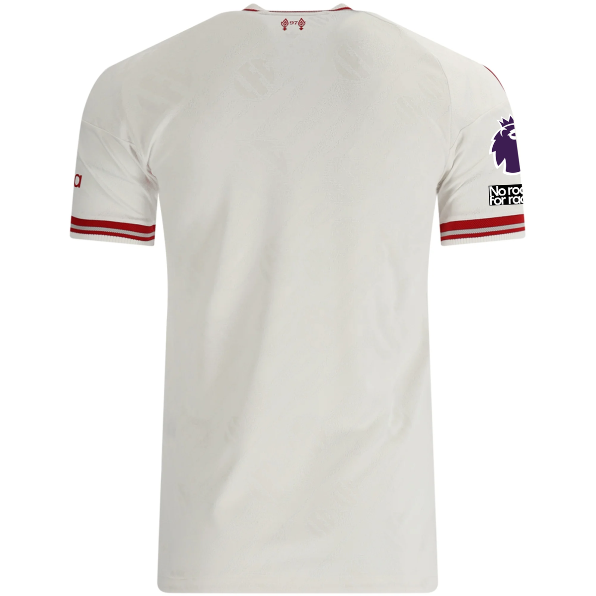 adidas Mens Liverpool Authentic Away Jersey w/ EPL + No Room For Racsim Patches 26/27 (White)